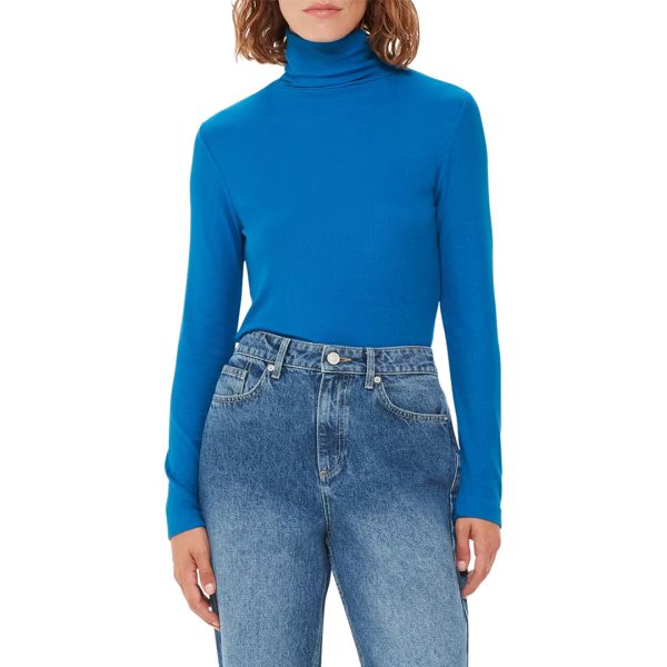 Blue Essential Ribbed Polo Top