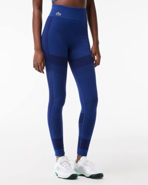 Blue Two Tone Ribbed Sports Leggings