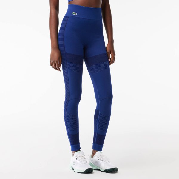 Blue Two Tone Ribbed Sports Leggings