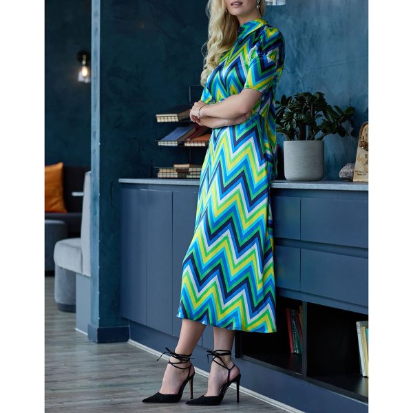Blue/Green A-Line Tie Back Dress