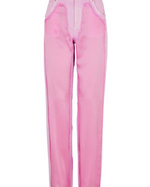 Blumarine Satin-panelled Wide-leg Jeans - Pink - 6