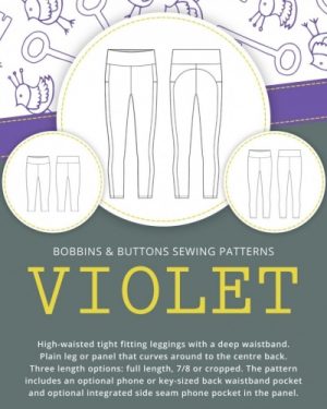 Bobbins and Buttons Paper Sewing Pattern Violet Leggings
