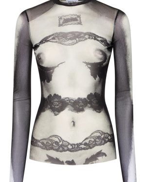 Body Lace Mariniere Printed Mesh Top