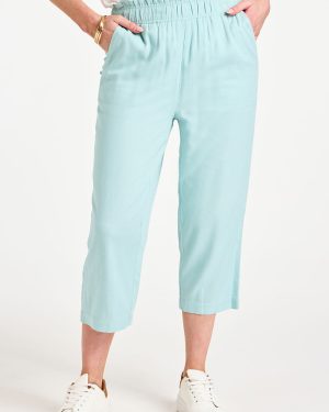 Bonmarche Aqua Women's Light Green Paperbag Cropped Trousers, Size: 10 - Holiday Clothes