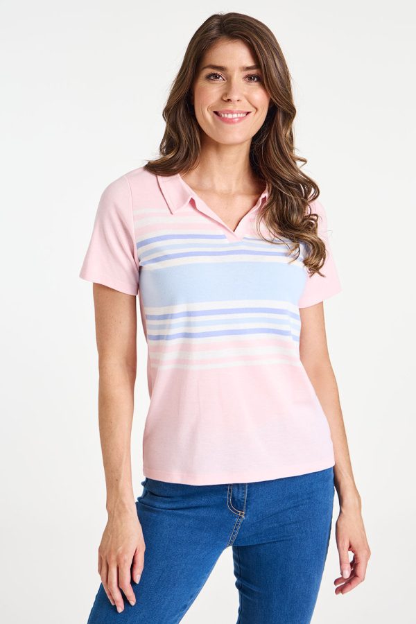Bonmarche Central Stripe Jersey Polo Top