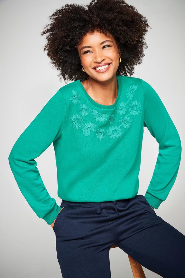 Bonmarche Floral Embroidered Neckline Sweatshirt