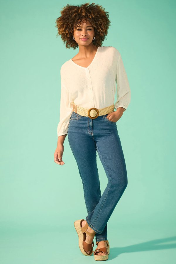 Bonmarche Pale Indigo The Sara Straight Leg Jeans, Size: 10
