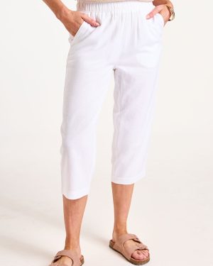 Bonmarche Paperbag Linen Cropped Trousers