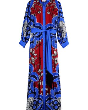Borgo DE Nor Demi Printed Midi Shirt Dress - Blue And White - 14 (UK14 / L)