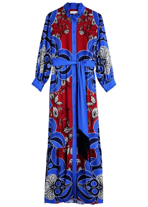 Borgo DE Nor Demi Printed Midi Shirt Dress - Blue And White - 14 (UK14 / L)