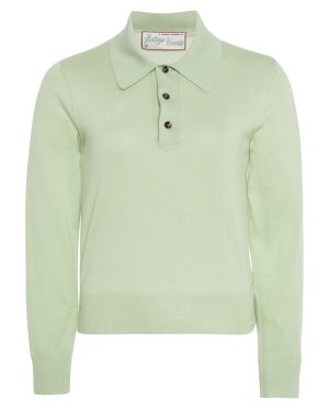 Bottega Veneta - Cashmere Polo Top - Green - XS - Moda Operandi