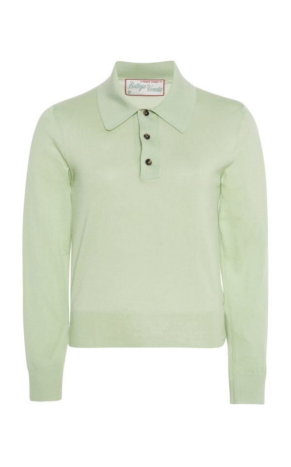 Bottega Veneta - Cashmere Polo Top - Green - XS - Moda Operandi