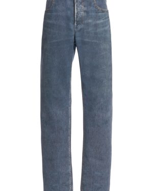 Bottega Veneta - Denim-Printed Leather Trousers - Blue - IT 44 - Moda Operandi