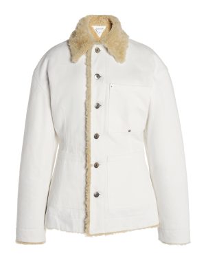 Bottega Veneta - Denim Shearling Jacket - White - IT 40 - Moda Operandi
