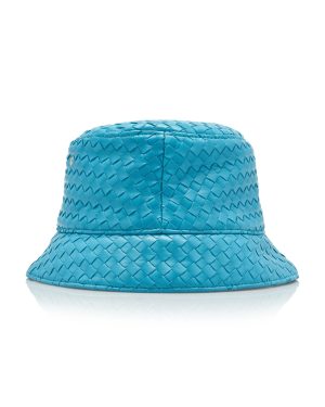 Bottega Veneta - Intrecciato Leather Bucket Hat - Blue - S - Moda Operandi