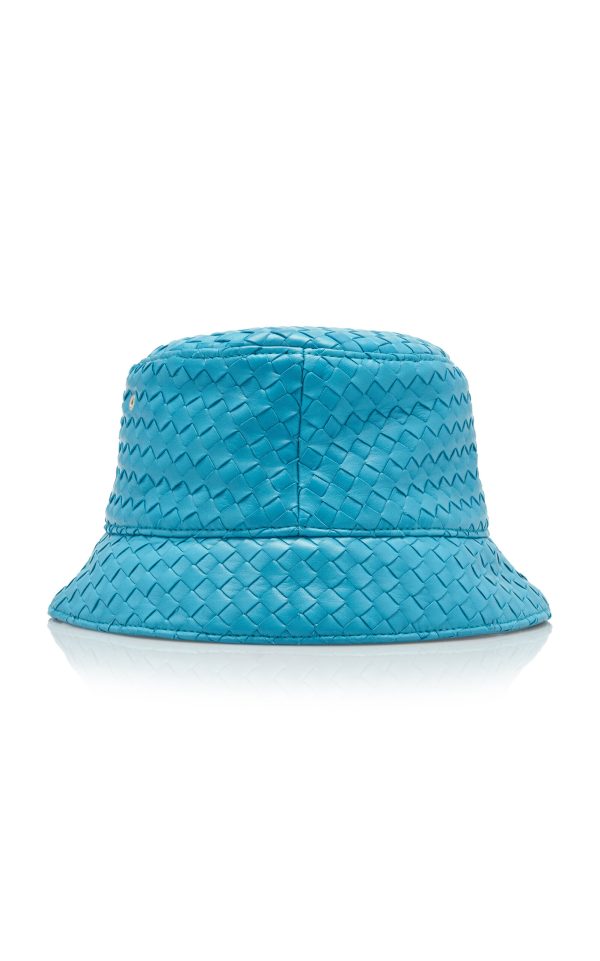 Bottega Veneta - Intrecciato Leather Bucket Hat - Blue - S - Moda Operandi