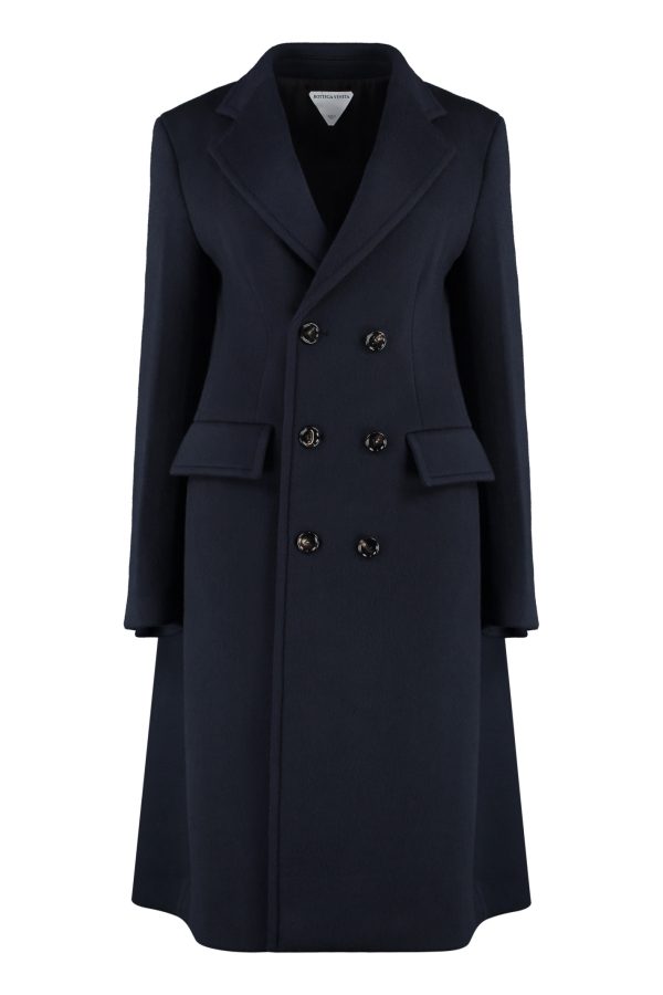 Bottega Veneta Midnight Blue Wool Blend Cape Coat