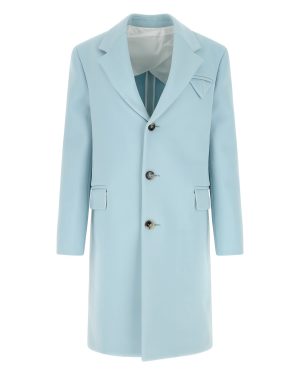 Bottega Veneta Pastel Light-blue Tricotine Coat