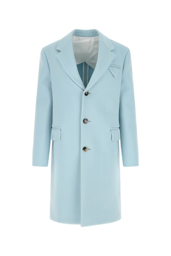 Bottega Veneta Pastel Light-blue Tricotine Coat