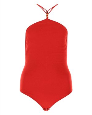 Bottega Veneta Red Stretch Cashmere Blend Bodysuit