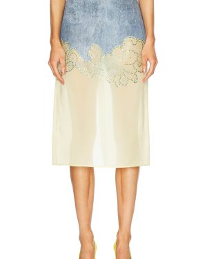 Brandon Maxwell The Jolie Skirt in Denim & Yellow - Yellow. Size 0 (also in 2).