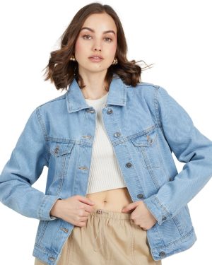 Brave Soul Bloom Denim Jacket - Light Wash - Size 14 | TJ Hughes