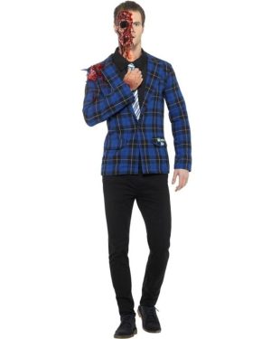 Breaking Bad Gustavo Fring Costume, Blue, with Jacket, Mock Shirt with Tie, Prosthetic, Blood & Liquid Latex