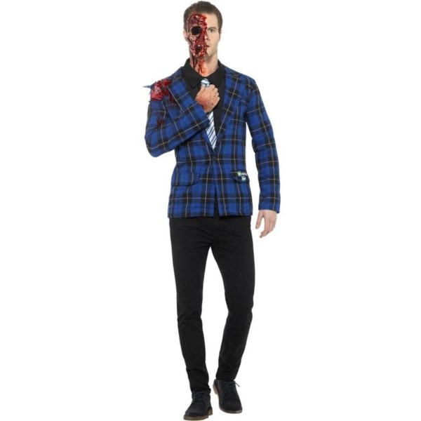 Breaking Bad Gustavo Fring Costume, Blue, with Jacket, Mock Shirt with Tie, Prosthetic, Blood & Liquid Latex