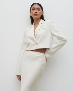 Breya Cropped Blazer - Oyster, 16