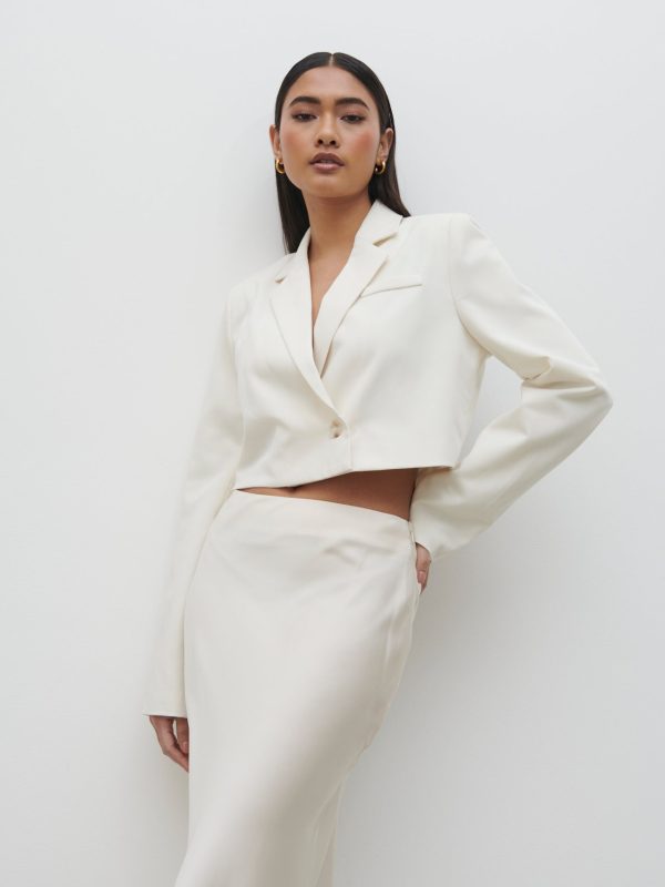 Breya Cropped Blazer - Oyster, 16