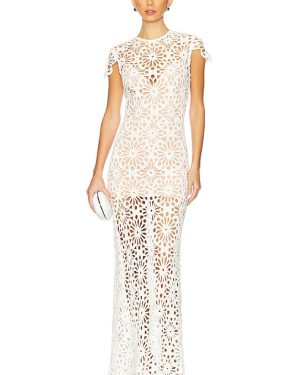 Bronx and Banco Marley Cap Sleeve Crochet Maxi Dress in White. Size S.