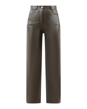 Brown Amy Straight Leather Trousers