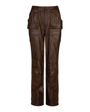 Brown Lucy Leather Cargo Trousers