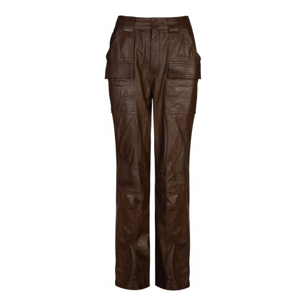 Brown Lucy Leather Cargo Trousers