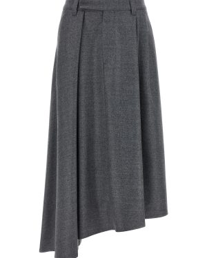 Brunello Cucinelli Asymmetrical Wool Skirt