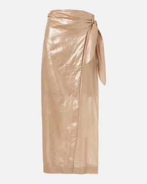 Brunello Cucinelli Coated cotton wrap skirt