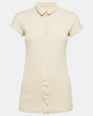 Brunello Cucinelli Light Beige Rib Knit Top L