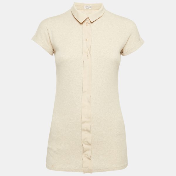 Brunello Cucinelli Light Beige Rib Knit Top L