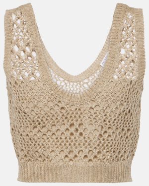 Brunello Cucinelli Linen and silk knit crop top