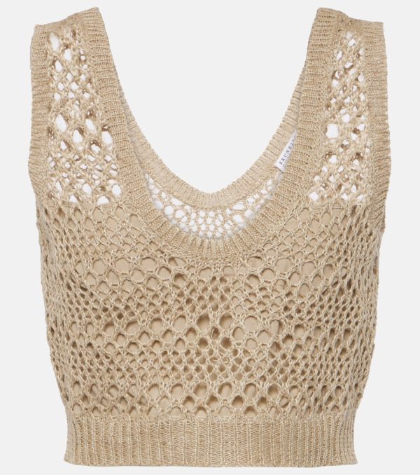 Brunello Cucinelli Linen and silk knit crop top