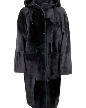 Brunello Cucinelli Reversible Coat In Soft Shearling With Hood