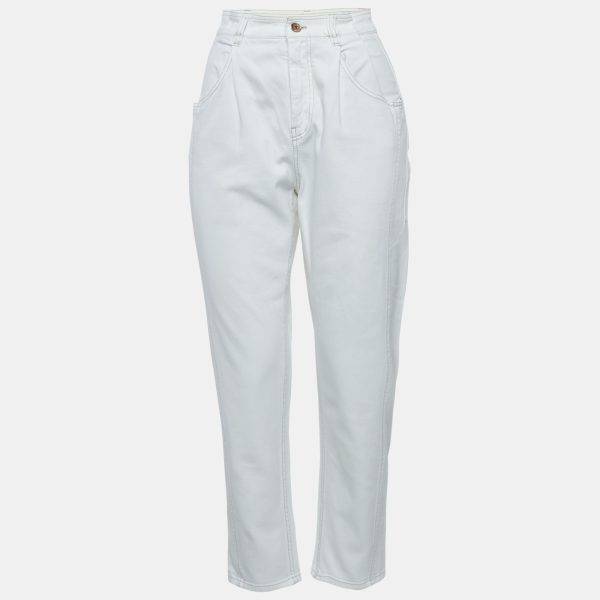 Brunello Cucinelli White Cotton High-Rise Jeans S Waist 26"