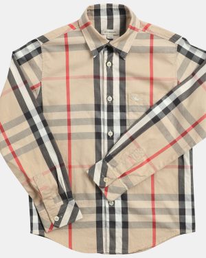 Burberry Beige Check Cotton Button Front Shirt Shirt 10Y