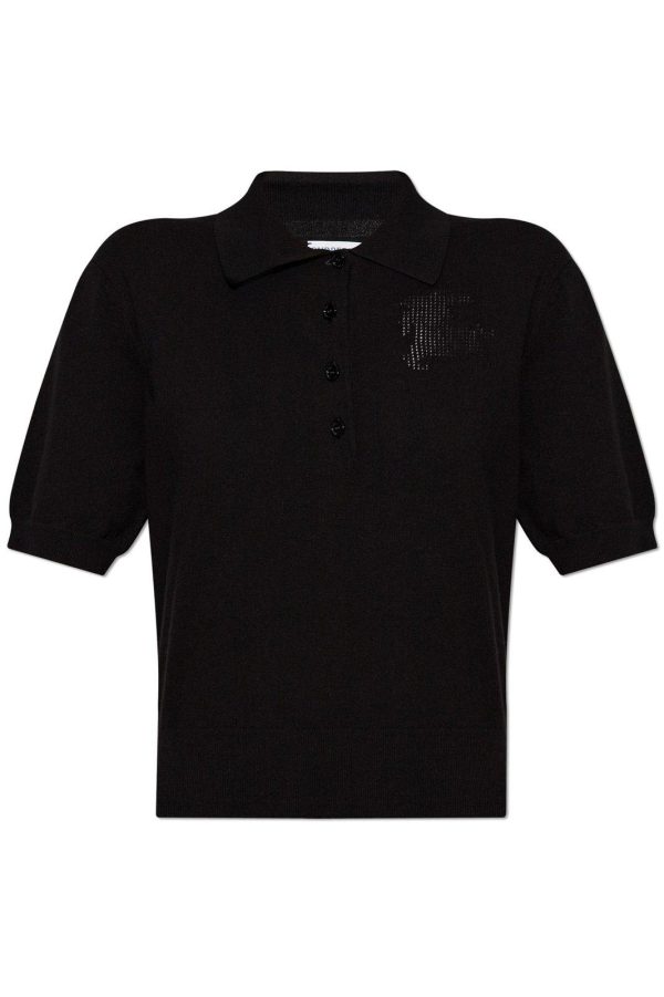 Burberry Ekd Detailed Short Sleeved Ribbed Polo Top