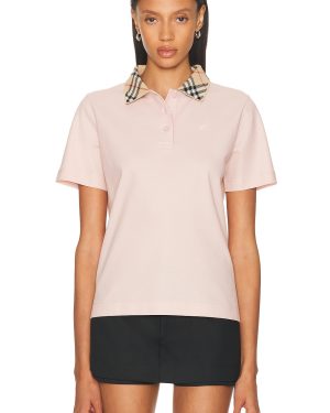 Burberry Short Sleeve Polo Top in Bouquet - Blush. Size S (also in XS).