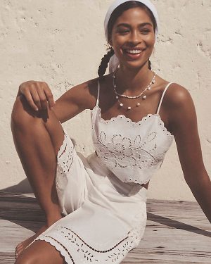 By Anthropologie Cutwork Cropped Tank Top
