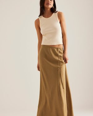 By Anthropologie Linen-Blend Bias Maxi Skirt