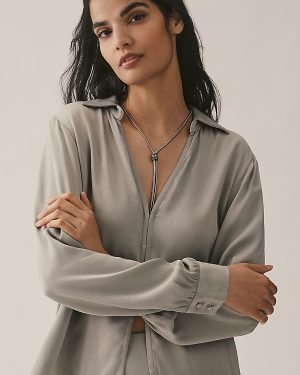 By Anthropologie Long-Sleeve Silky Top