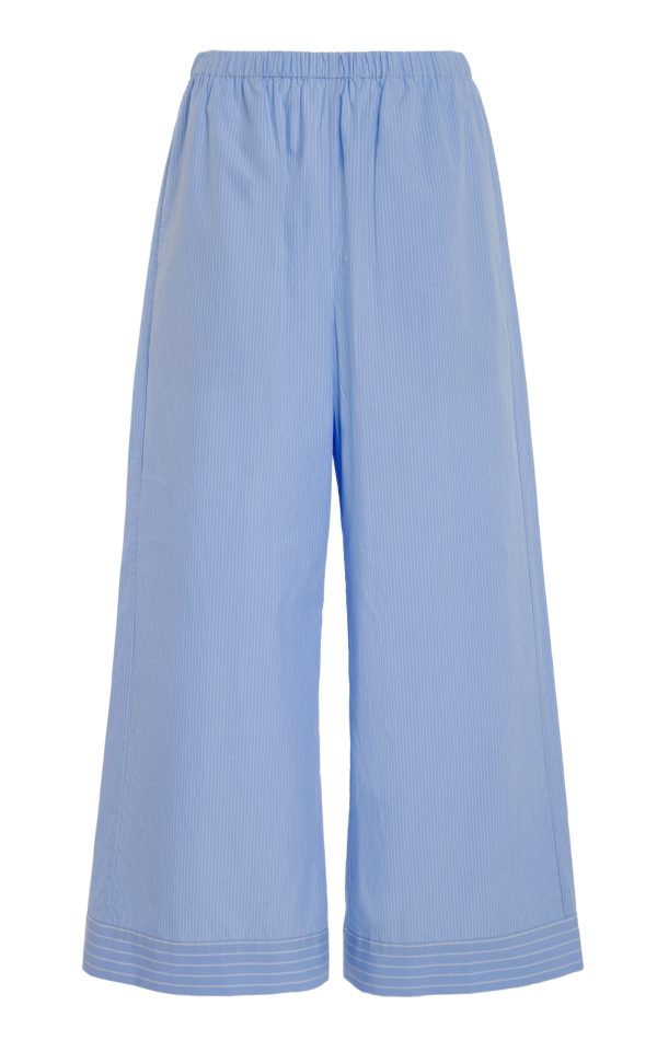 By Malene Birger - Mirabello Cropped Organic Cotton Flared Pants - Stripe - EU 34 - Moda Operandi