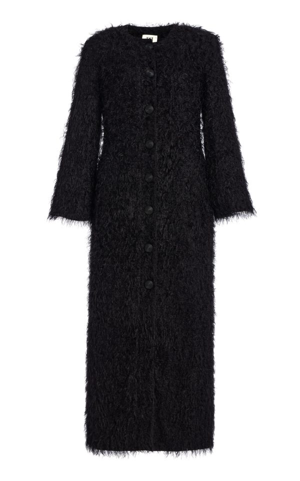 By Malene Birger - Susenne Textured Vegan Fur Cardigan Coat - Black - FR 38 - Moda Operandi